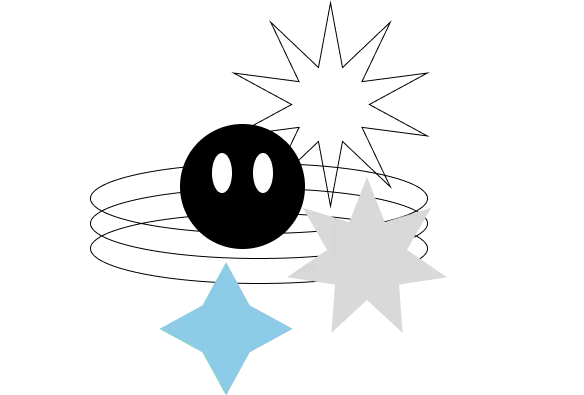 Illustration of various shapes as part of call to action section.